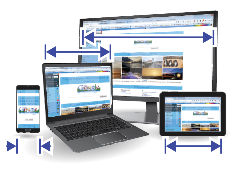 Din hjemmeside på Smartphone, tablet og computer